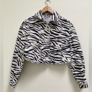 Bershka Zebra Print Denim Jacket